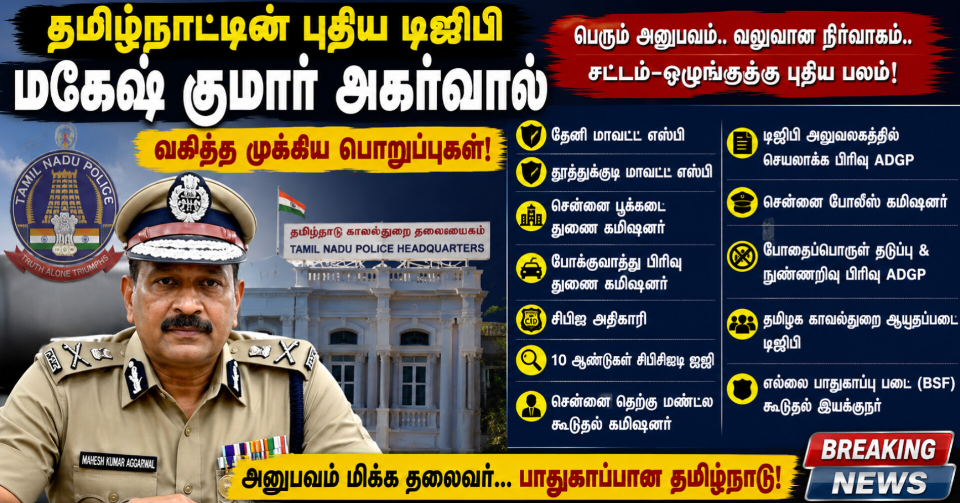 தமிழ்நாட்டின் புதிய டிஜிபி மகேஷ் குமார் அகர்வால்: வகித்த முக்கிய பொறுப்புகள் என்ன?