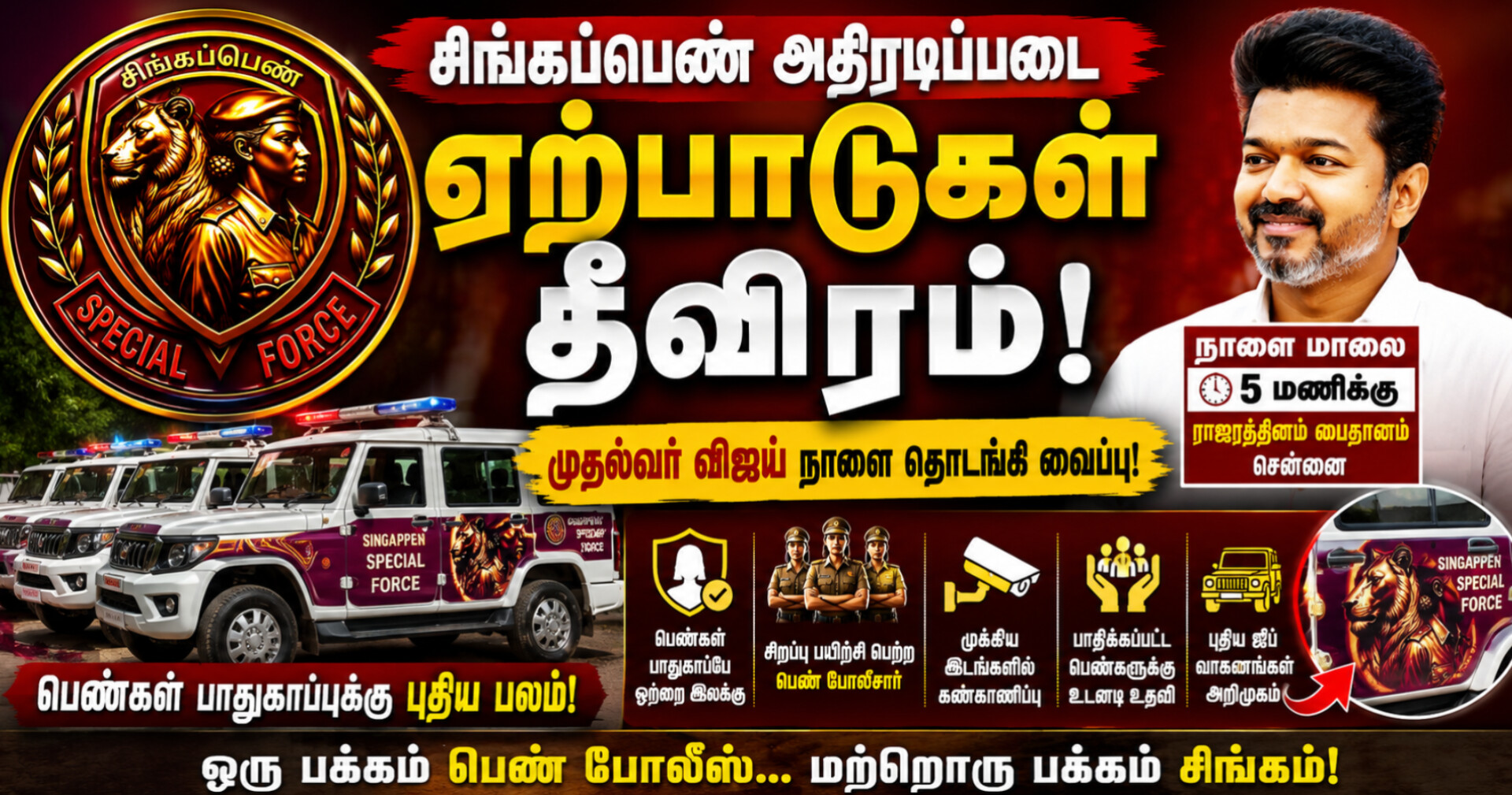 சிங்கப்பெண் சிறப்பு அதிரடிப்படை நாளை தொடக்கம்: பெண்கள் பாதுகாப்புக்கான புதிய அத்தியாயம்